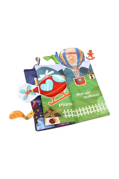 Junios Sensory textile book for babies with rattling elements and textile tai...