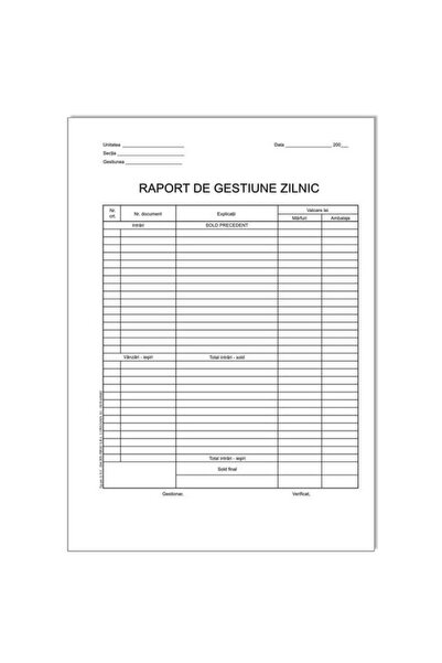 Other Raport gestiune zilnic, format A4, 100 coli/carnet