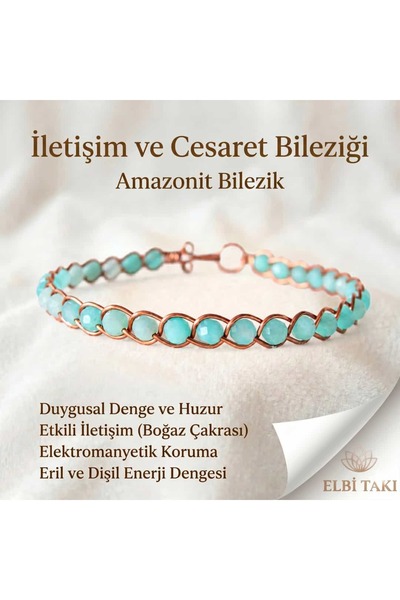 Elbi Takı Örgü Model Amazonit Faset Bilezik