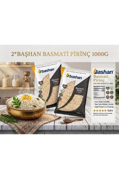 Başhan BASMATİ PİRİNÇ 1121 2ADET *1000G uzun tane,"Şeker dengesini korumaya y...