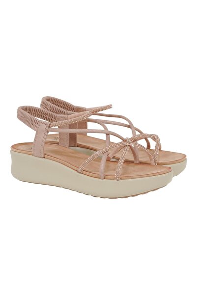 Exe Shoes Γυναικεία Πέδιλα 89Q-991 Ρόζ Χρυσό Στράς W489Q9913E95