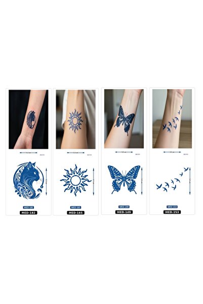 Airbrush Tattoo Minimal 5 mm Yarı Kalıcı Geçici Dövme 4 Adet Birden Aylık Min...