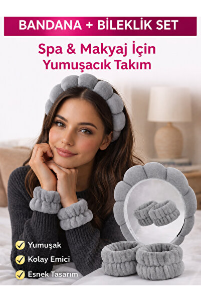 SheMask Bandana Saç Bandanası Taç Saç Bandı Makyaj Tacı Yüz Yıkama Bandı Havl...