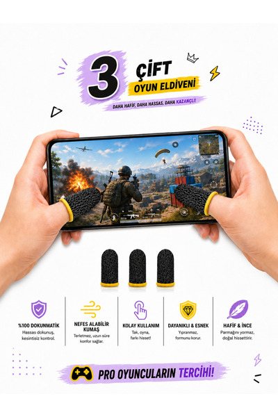 ANKTEK Oyun Eldiveni Fiber Oyuncu Eldiveni Başparmak Ucu Parmaklık Mobil Oyun...