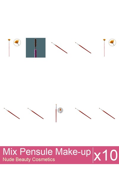 Makeup Mix Set 10 products Makeup Brushes: Cat's Tongue Gel Brush - No.2, Cat...
