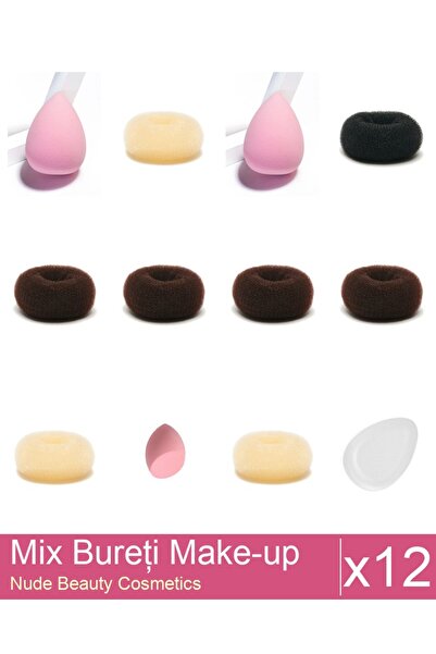 Makeup Mix Set 12 products Sponges: Blonde bun sponge - 9 cm diameter, Blonde...