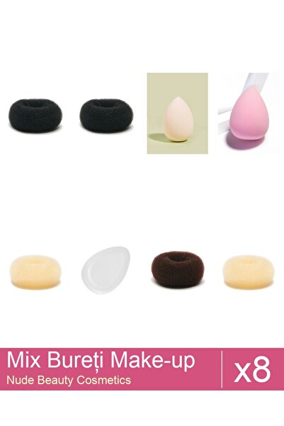 Makeup Set Mix 8 produse Bureti: Burete extra-soft pentru make-up, nude, Bure...