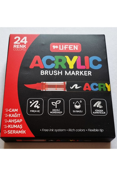 Modellino Brush Akrilik Marker Ufen Fırça Uçlu Akrilik Kalem Markör - 12 / 24...