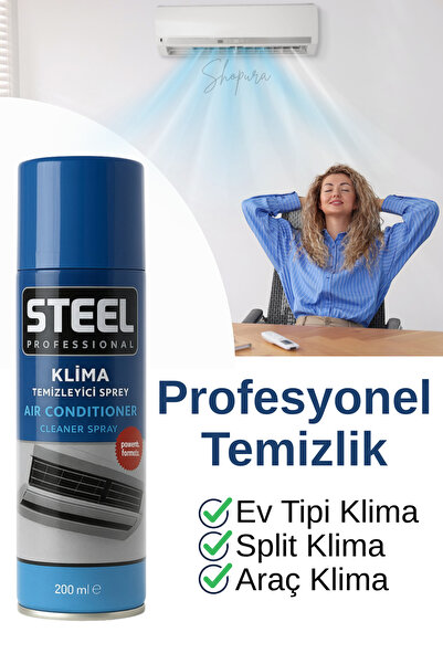 Shopura Klima Temizleyici Kötü Koku Giderici Sprey -Steel Klima Temizleme