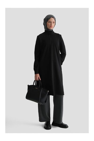 LC Waikiki Nevavm Zipper Detailed Basic Tunic Black