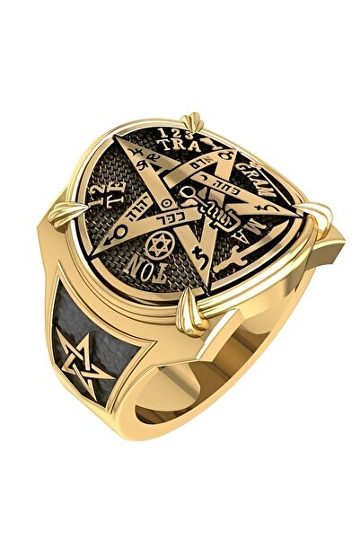 choice2 10 ZB3143-1 Single Ancient Egyptian Pentagram & Hebrew Symbols Ring -...
