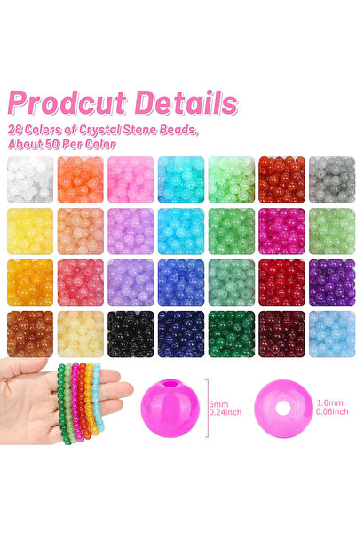 Choice MULTI 1400 Piecess 6mm Round Glass Beads For Jewelry Making, 28 Colors...