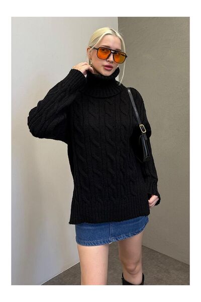 LC Waikiki Nevavm Black High-Neck Knitwear Sweater Mg2376