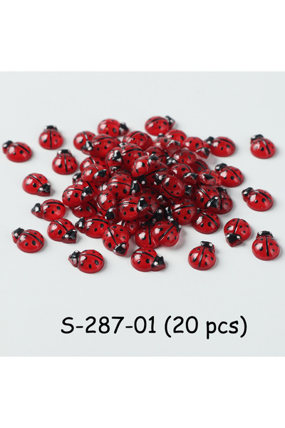 Choice1 S-287-01 20/50 pcs Cartoon Cute Ladybug Nail Art Decoration 5D Mini C...