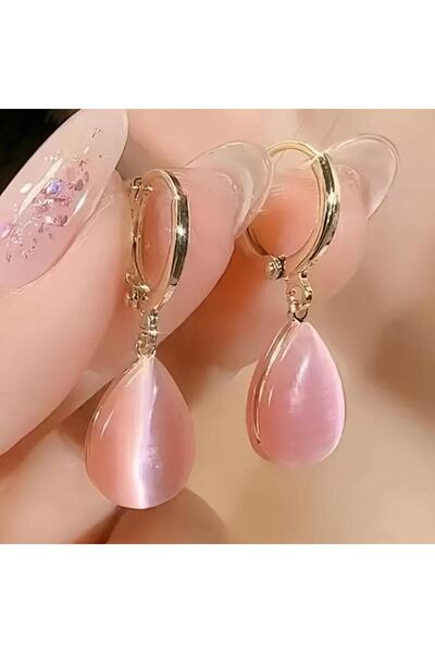 Choice pink Minimalist Elegant Double Sided Cat Eye Stone Earrings for Women ...
