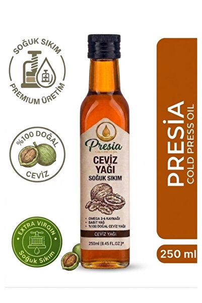 PRESİA COLD PRESS OİL Presia Soğuk Sıkım Ceviz Yağı - %100 Saf, Wood-Press (A...