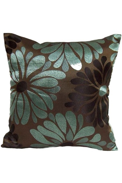 Goliat pernă decorativă, maro, cu model floral celadon, 40x40cm, fără înălțime
