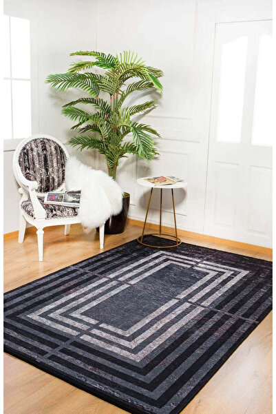 halinet Halı.Net Anthracite Modern Washable Non-Slip Living Room Carpet Haln-...