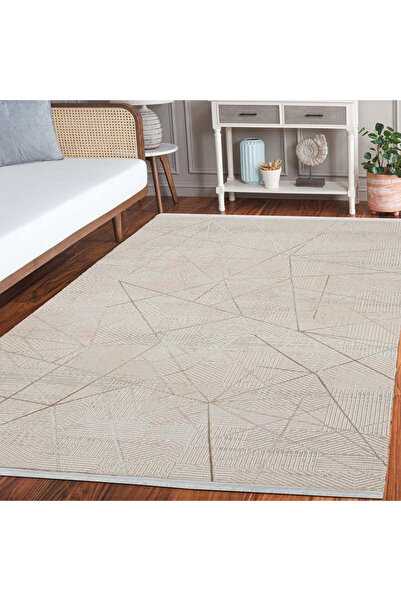 halinet Halı.Net Beige Modern Washable Non-Slip Living Room Carpet Lxs-Moda-1...