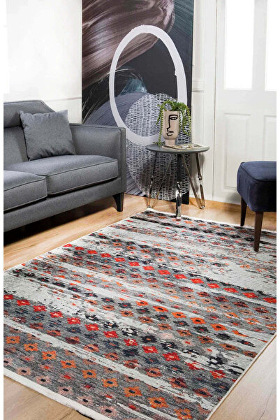 halinet Halı.Net Gray Modern Washable Non-Slip Living Room Carpet Haln-Hln1097