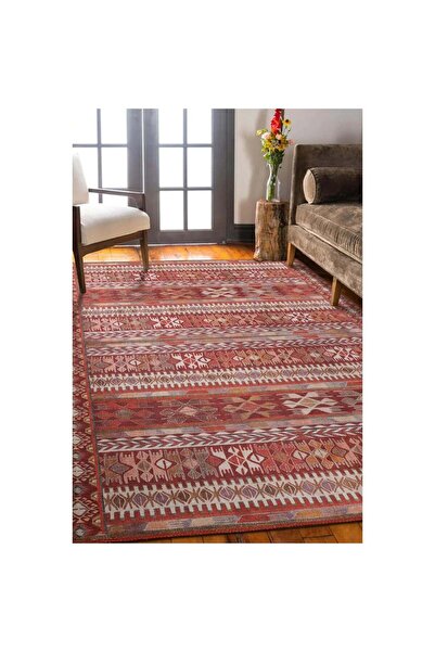 halinet Halı.Net Red Ethnic Bohemian Washable Non-Slip Living Room Carpet Art...
