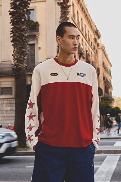 Bershka Uzun kollu gofre racing tişört