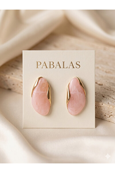 PABALAS أقراط نسائية من الذهب واللون الوردي - موديل أقراط عصرية أنيقة وبسيطة