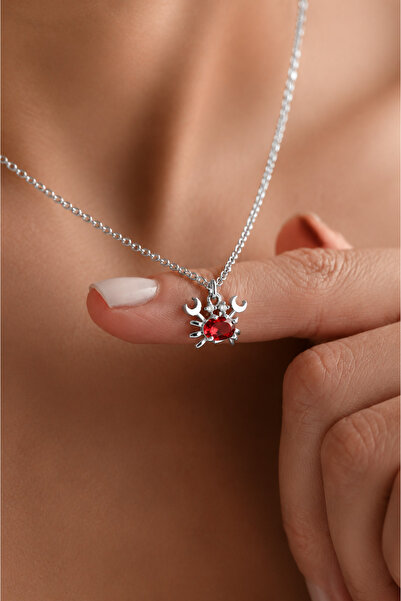 Auryne Jewelry Kırmızı Yengeç Kolye 14 Ayar Altın Kaplama Şık Tasarım Yengeç ...