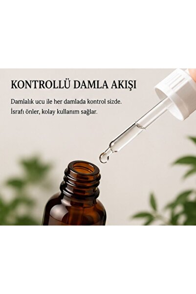 Kozpak Tekli 30 ml (cc) Amber Cam Serum Şişesi Beyaz Damlalıklı
