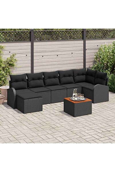 vidaxl Set de canapele pentru gradina 8 pcs Negru poliratan