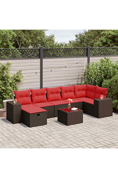 vidaxl Set canapele de gradina cu perne, 8 piese, maro, poliratan