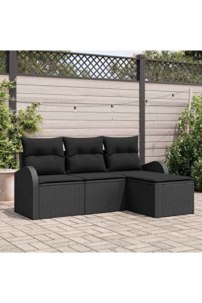 vidaxl Set de canapele pentru gradina Negru poliratan