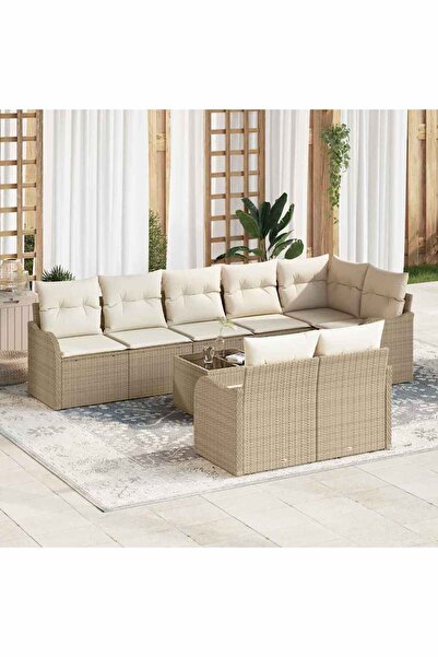 vidaxl Set de canapele pentru gradina 9 pcs Bej poliratan