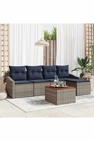 vidaxl Set de canapele pentru gradina 6 pcs Gri È™i albastru marin