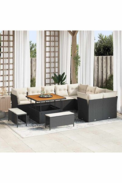 vidaxl Set de canapele pentru gradina 12 pcs Negru poliratan