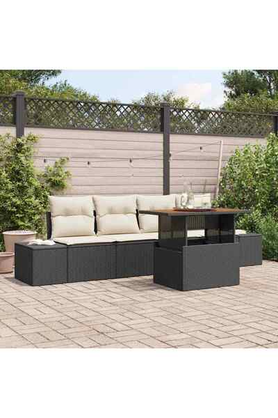 vidaxl Set de canapele pentru gradina 5 pcs Negru Rattan poli
