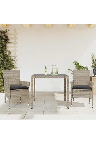 vidaxl Set mobilier gradina perne 3 piese gri deschis poliratan sticla