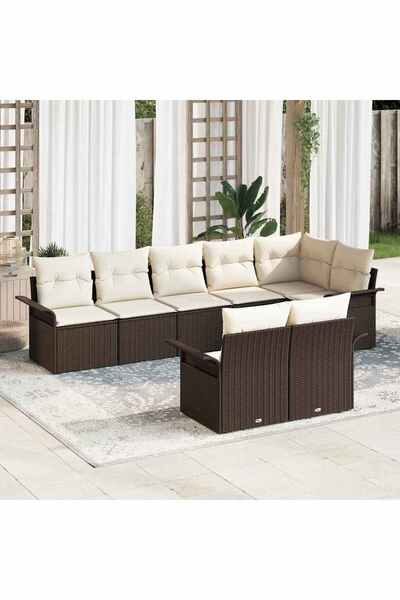 vidaxl Set de canapele pentru gradina 8 pcs Maro poliratan