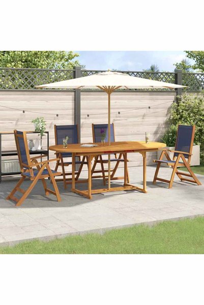vidaxl Set mobilier de gradina, 5 piese, lemn masiv acacia/textilena