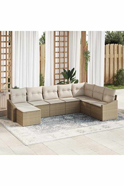 vidaxl Set de canapele pentru gradina 8 pcs Bej È™i crem poliratan