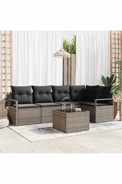 vidaxl Set de canapea 6 pcs Gri poliratan