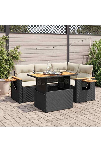 vidaxl Set mobilier de gradina cu perne, 5 piese,poliratan/lemn acacia