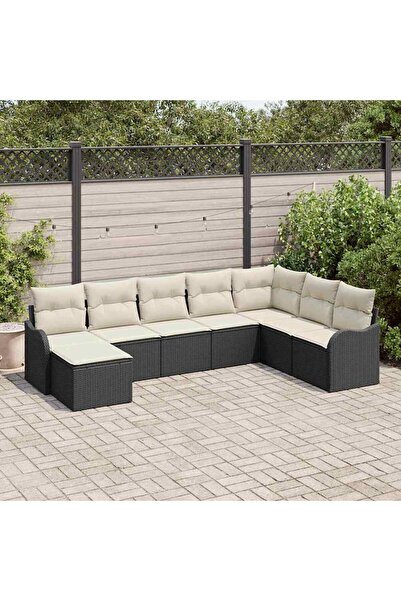 vidaxl Set de canapele pentru gradina Negru poliratan
