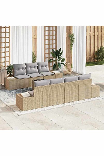 vidaxl Set de canapele pentru gradina 8 pcs Bej È™i gri poliratan