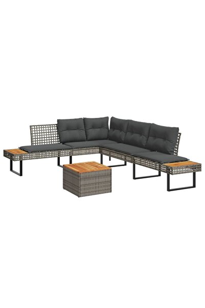 vidaxl Set canapea de gradina cu perne, 2 piese, poliratan/lemn acacia