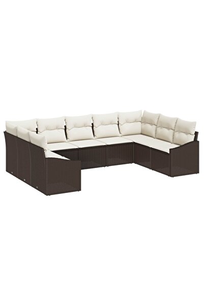 vidaxl Set de canapele pentru gradina 9 pcs Maro È™i Crem poliratan