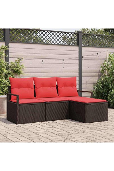 vidaxl Set de canapea 4 pcs Maro poliratan