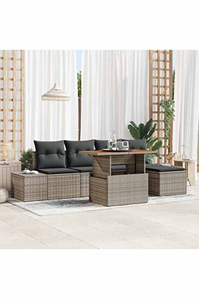 vidaxl Set de canapele pentru gradina 6 pcs Gri Rattan poli