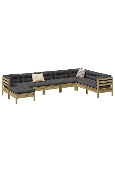 vidaxl Set canapea de gradina, 8 piese, lemn de pin tratat
