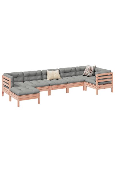 vidaxl Set canapele gradina cu perne, 7 piese, lemn masiv brad douglas